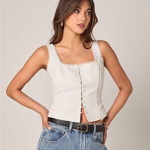 Endless Rose Lace Trim Button Front Top – Size S – NWT